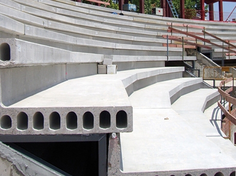 The use of hollow core slab for the construction of stadiums and bleachers